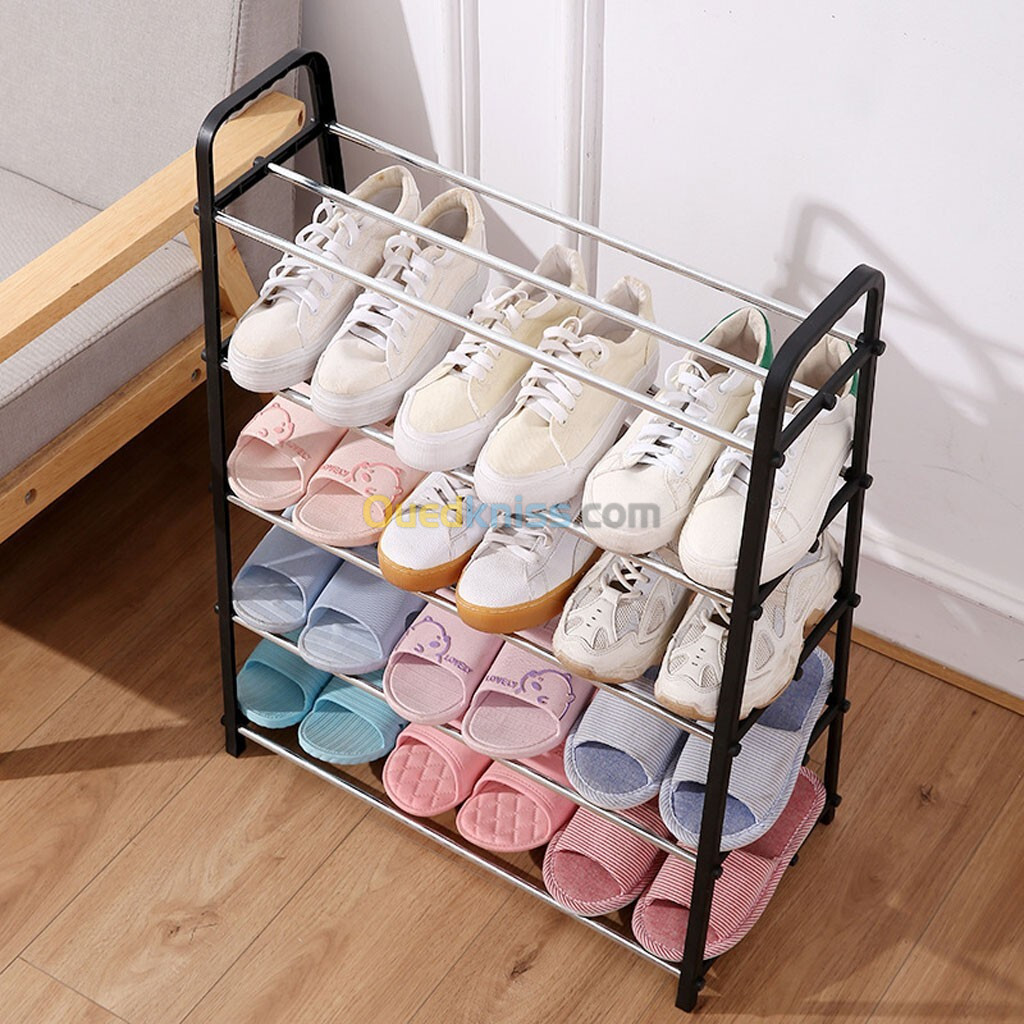 Étagère à chaussures 4 niveaux 8 paires pour chambre, entrée, couloir et placard