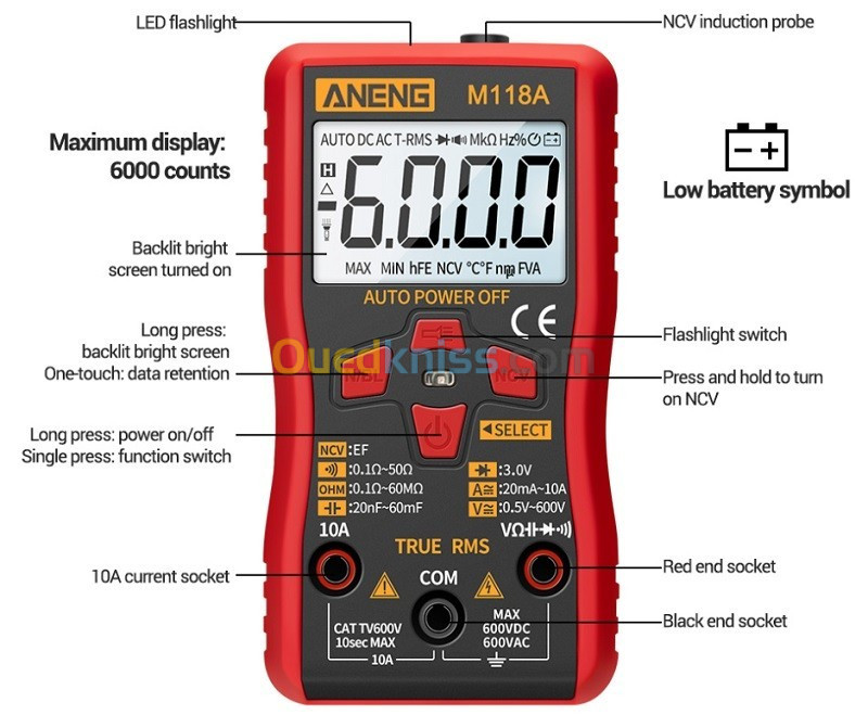 ANENG M118A Mini multimètre numérique testeur.