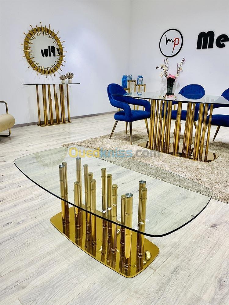 Table basse miroir en doré 130 cm produite importé Malaisie 