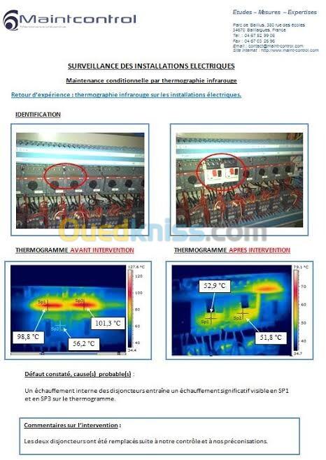 Analyse thermographique  pour installation électrique 