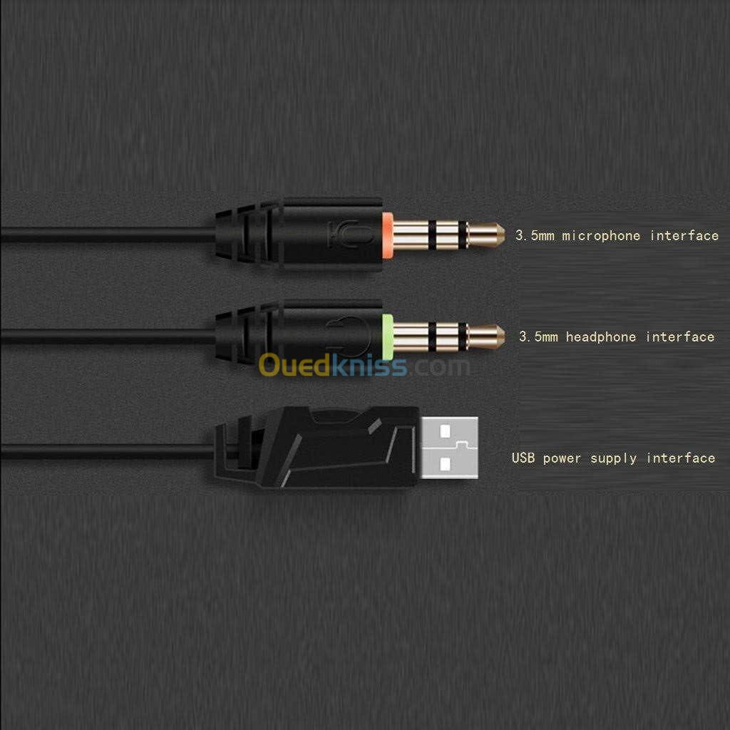 Casque Gaming filaire AUX Jack 3.5mm A2 RGB avec Microphone pour PC Smartphone