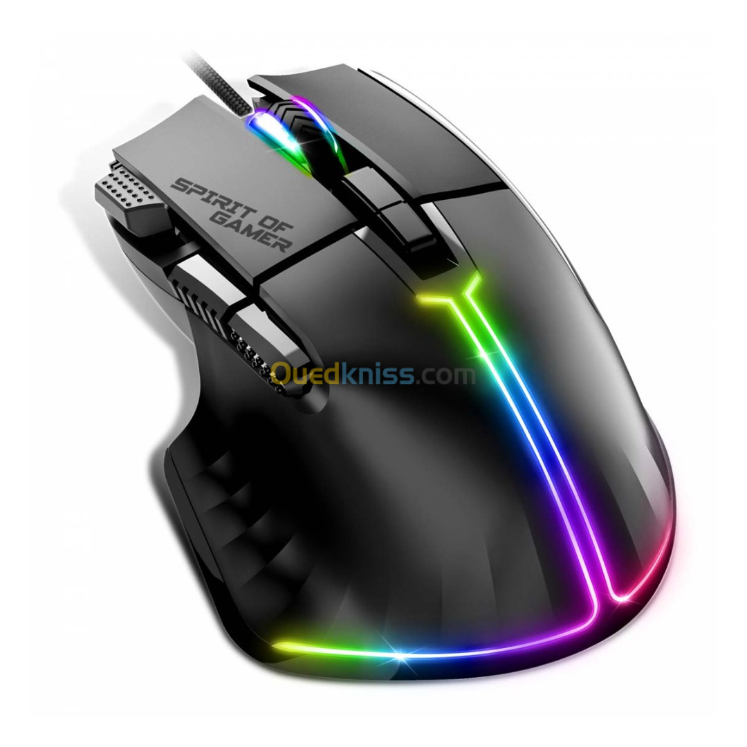 Souris Gaming filaire USB Spirit of gamer Pro-M5 S-PM5RGB RGB 12800 DPI 8 Boutons Programmables