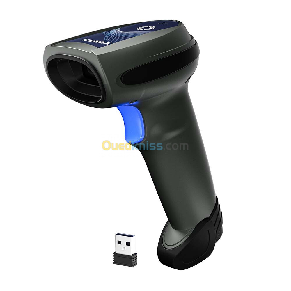 HENEX Lecteur code a barre sans-fil rechargeable 3 en 1 USB + 2.4ghz + Bluetooth 1D 2D QR HC-5208SR