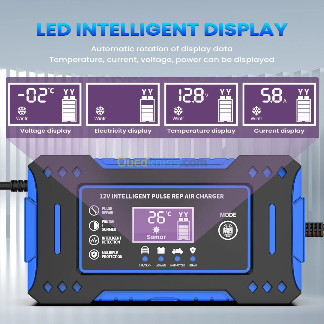 Chargeur rapide de batterie de voiture LCD réparation de batterie SnapPulse 12v 6A