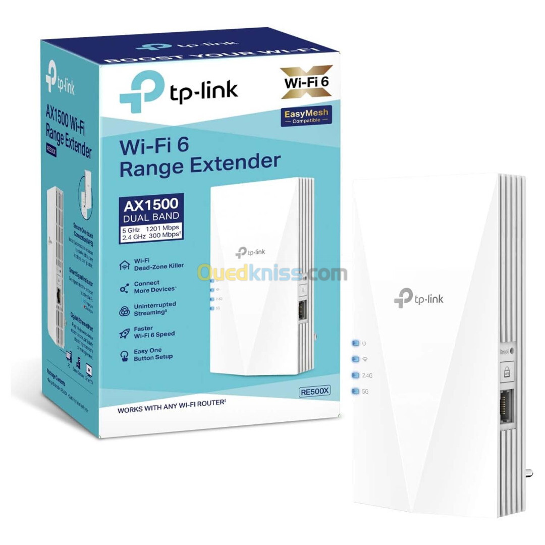 Répéteur WiFi 6 Amplificateur TP-Link RE500X Bi-Bande AX1500 Gigabit