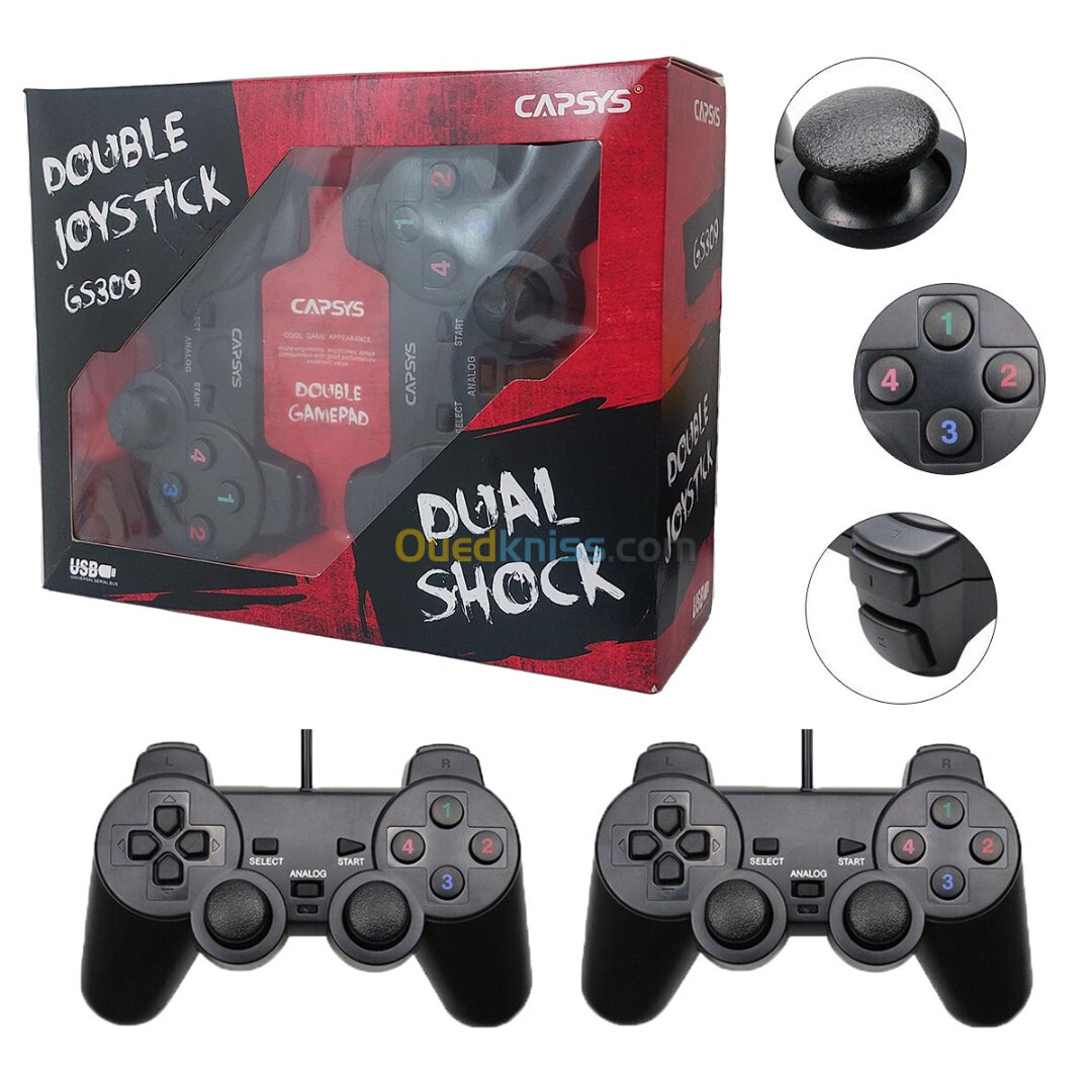 Manette USB Double avec vibration dual shock GS309 pour PC