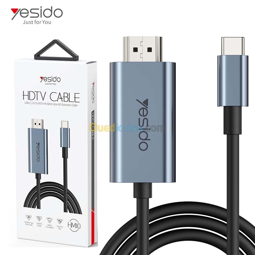 Câble Adaptateur USB-C Type-C vers HDMI 4K 60hz 2m YESIDO HM10