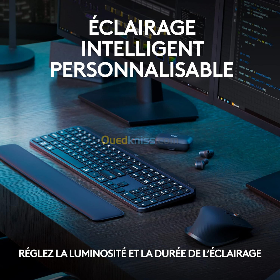 Logitech MX Keys S Clavier sans Fil Bluetooth Rechargeable USB-C Rétroéclairé AZERTY Français