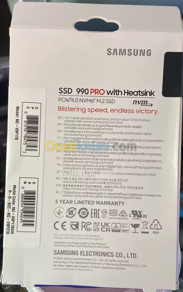 Samsung SSD 990 PRO 1TB PCIE 4.0X4 NVME avec Heatsink -- promotion