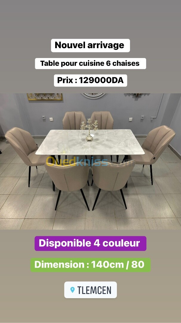 TABLE CUISINE 6 chaises simili cuir 100 importation 