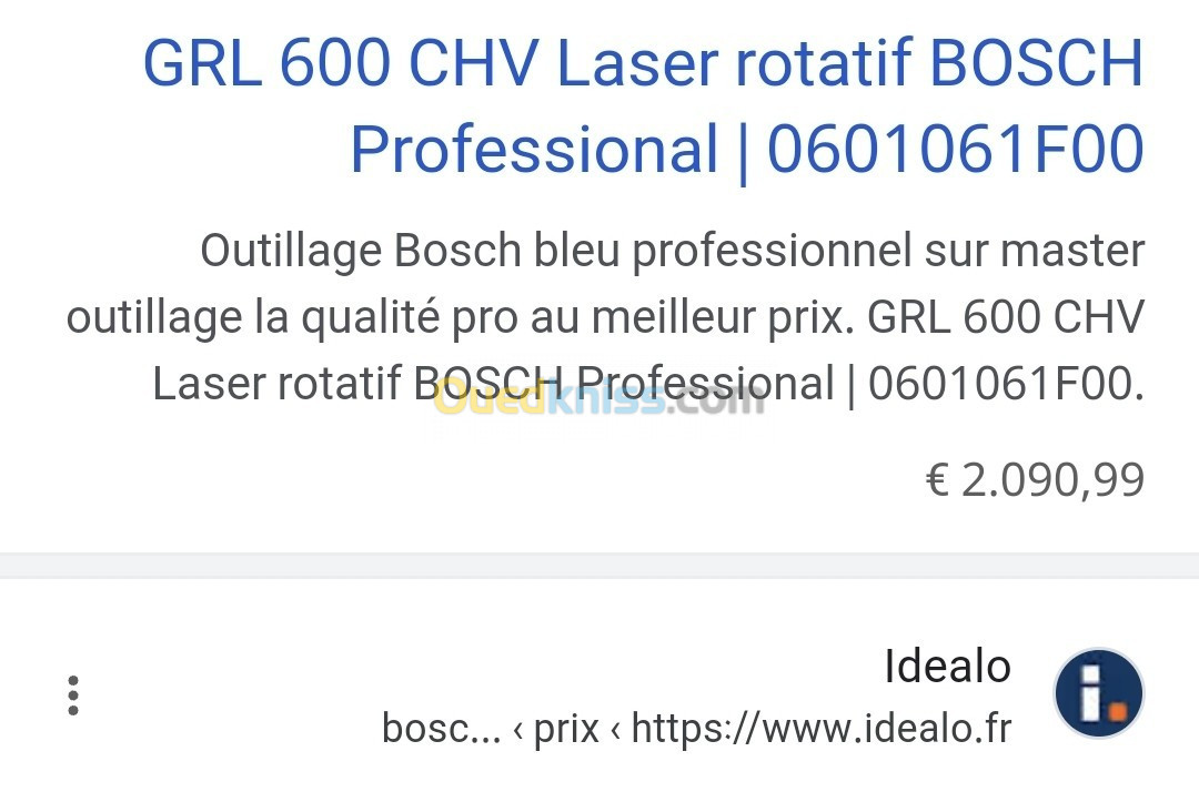 Laser rotatif connecté double pente 18V 600 mètres avec écran BOSCH GRL 600 CHV (2021)