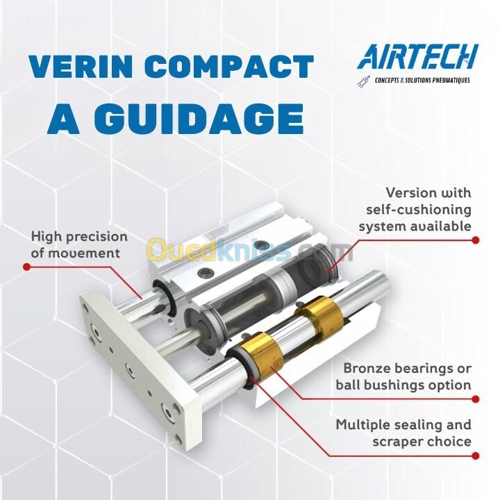 VERIN -VERIN PNEUMATIQUE - PNEUMATIQUE INDUSTRIELLE - VERIN GUIDAGE - POCHETE JOINT - VERIN COMPACT