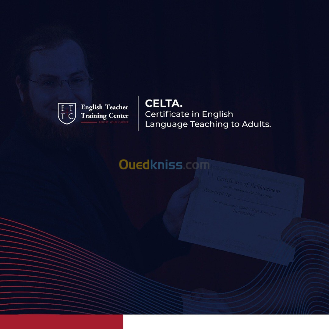 CELTA (Certificate in English Language Teaching to Adults).