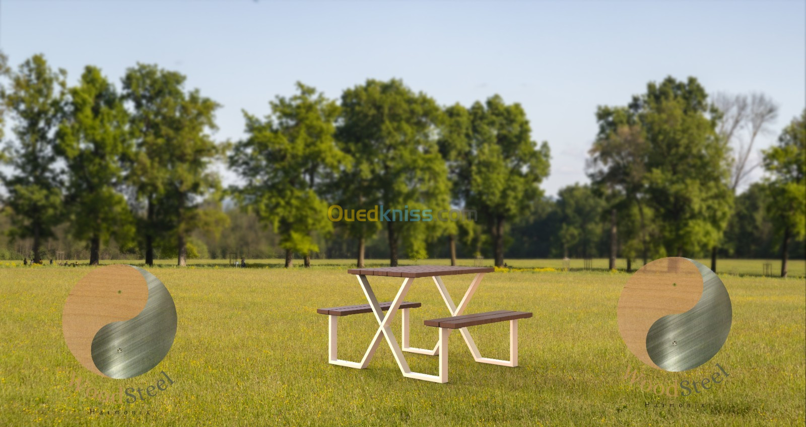 Table Picnic Bois et Métal Dimensions sur mesure disponible