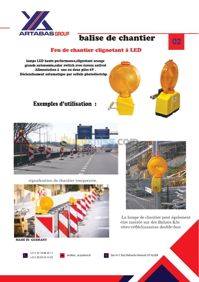 Feu de chantier clignotant à LED