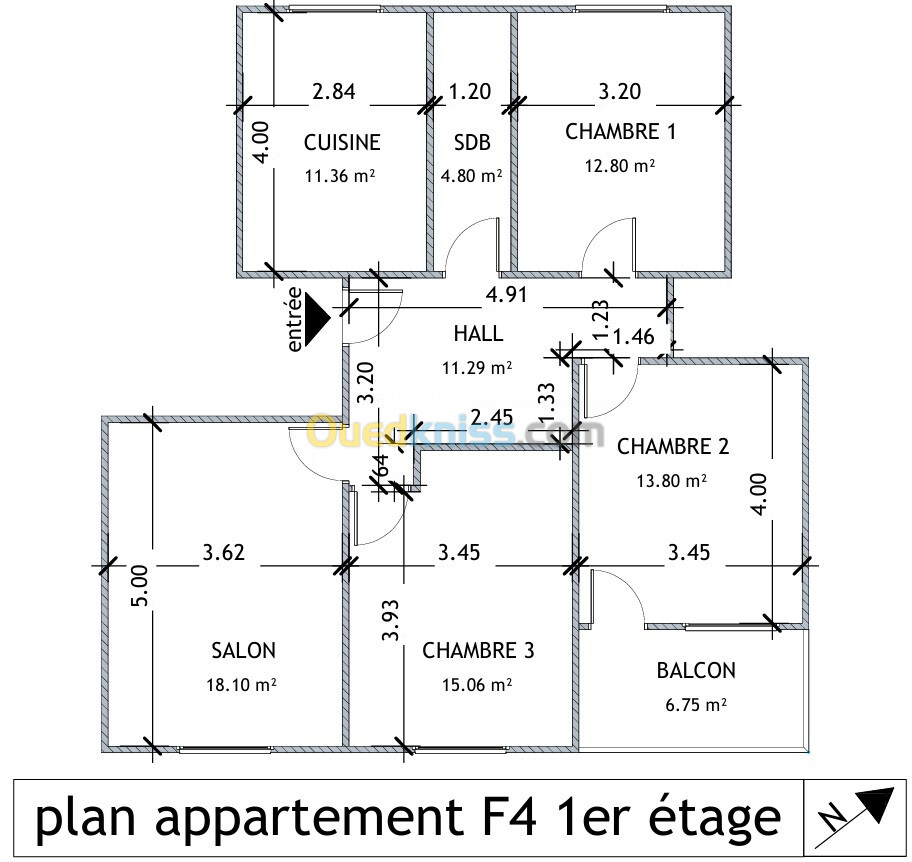 Vente Appartement F4 Alger Bordj el kiffan