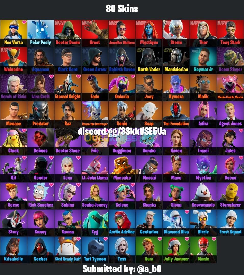 Compte fortnite 80 skin