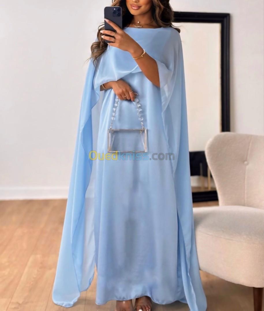 Robe longue classe en satin pour Eid et événement 