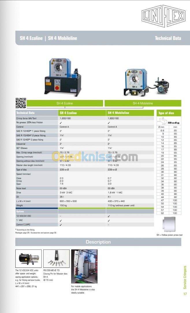 Sertisseuse flexible hydraulique UNIFLEX