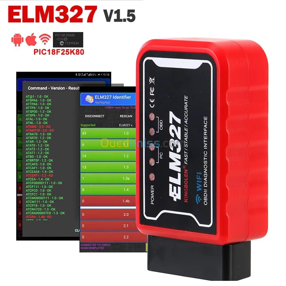 Scanner Auto OBD2 Elm 327 WiFi Options Cachées KINGBOLEN