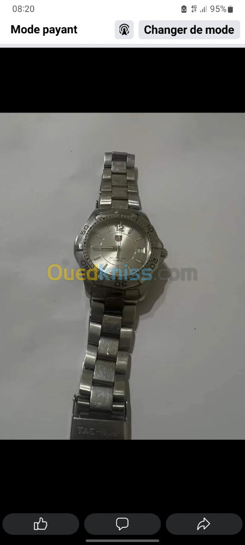 MONTRE À QUARTZ TAG HEUER AQUARACER WAF1112 CADRAN ARGENT ACIER INOXYDABLE 39 mm