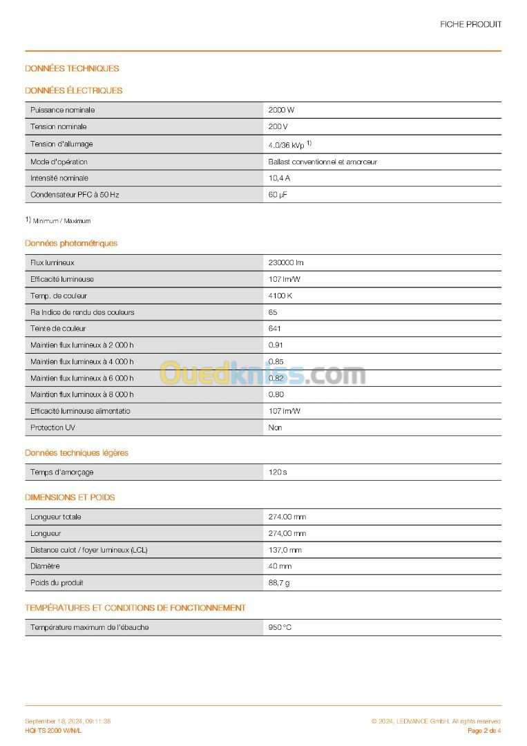 Lampe 2000W OSRAM 