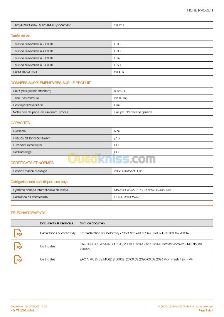 Lampe 2000W OSRAM 