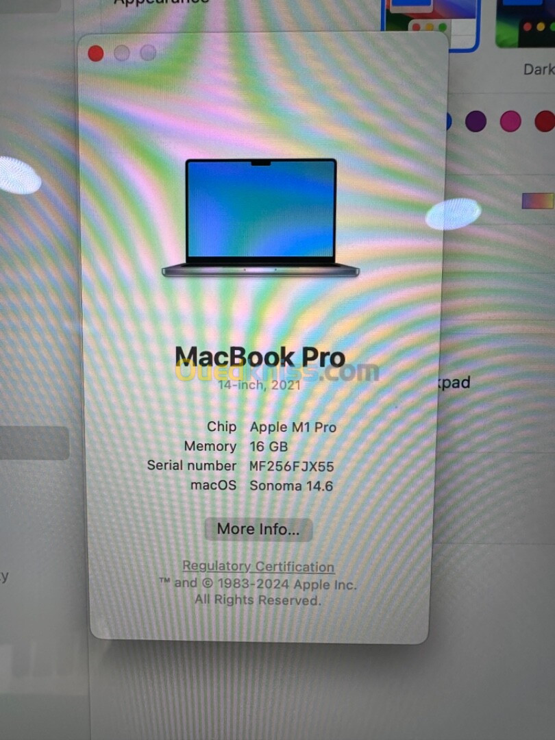 MacBook pro M1 Pro 14" 16G 512G  mdm très bon état 