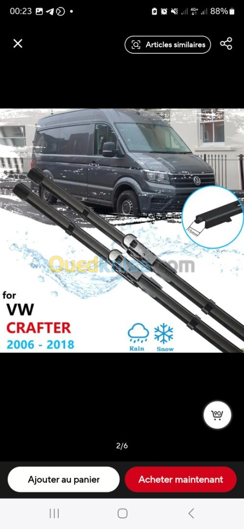 Balais d'essuie-glace Double frotoires vw Crafter et sprinter