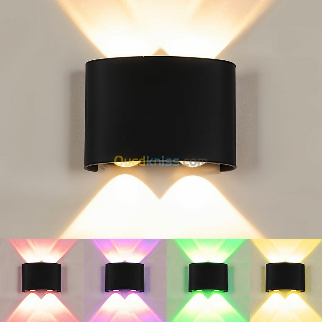 Applique Murale LED RGB 4W Éclairage Extérieur 2 Lampes en Aluminium