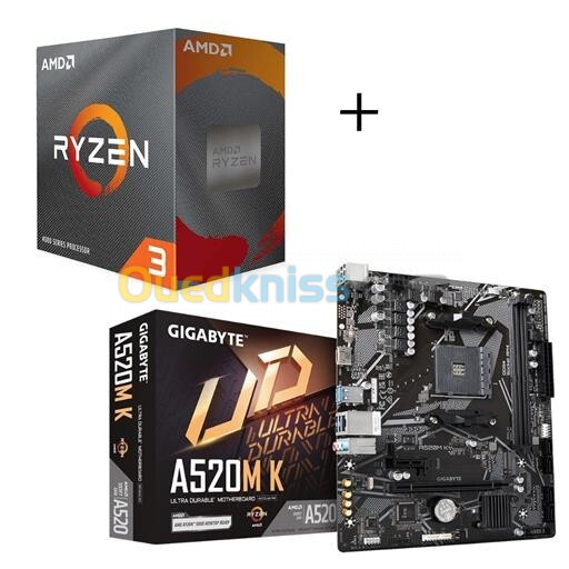 Kit Carte Mere + Processeur Ryzen 5000 (Gigabyte A520m-K + Ryzen 3 4300G)