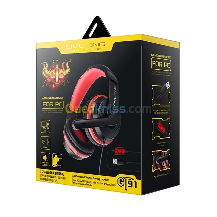 Casque Gaming USB OVLENG GT-91