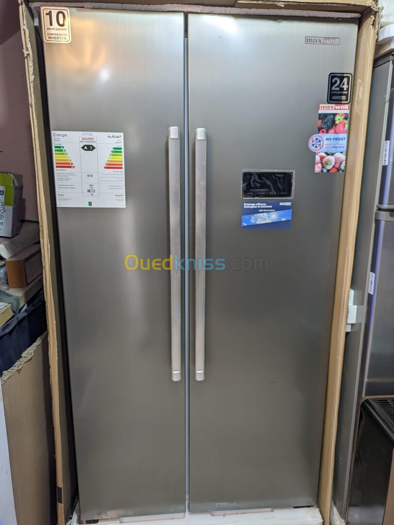 PROMO Réfrigérateur MAXWELL Side by Side 680L inox 10ans Garantie 163000Da