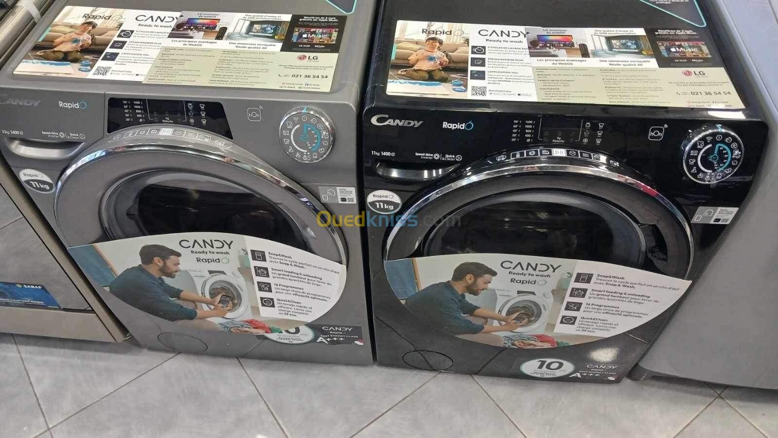 PROMO Machine à laver CANDY Nouveau Modèle 11Kg 1400Tr/Mn Gris/Noir 68000Da+غسول الملابس باطل 