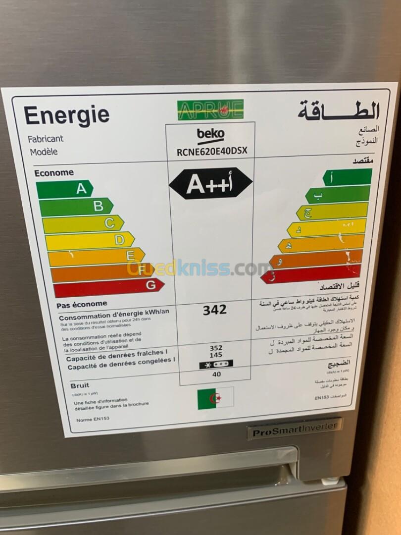 Réfrigérateur 620L BEKO Combiné Nofrost Inox 160000Da