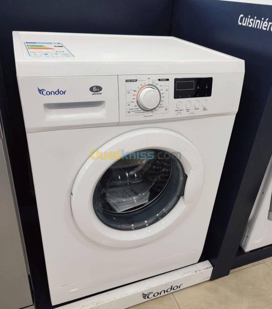 PROMO Machine à laver CONDOR 6Kg 1400Tr/Mn Blanc 39500Da/ Gris 41500Da 