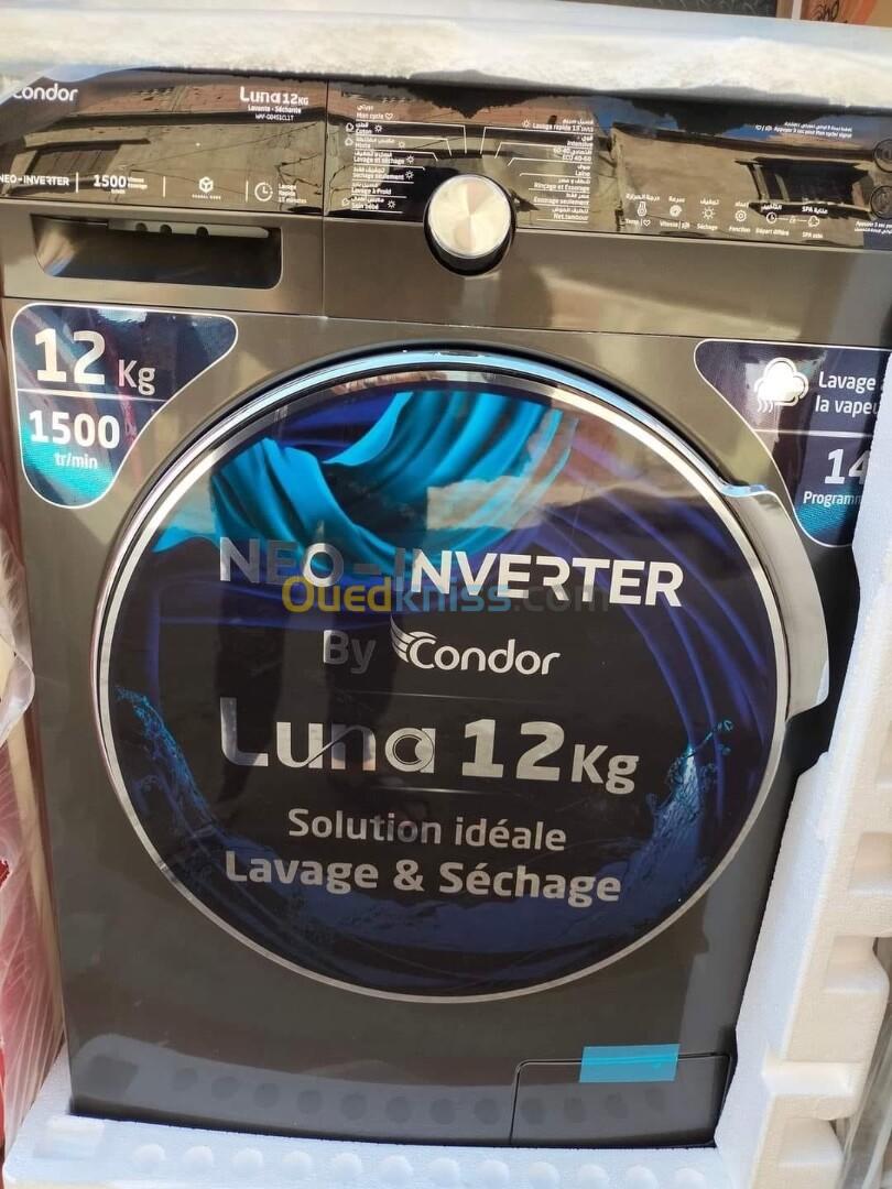 PROMO Machine à laver CONDOR Luna 12Kg Séchante Titanium 85000Da+غسول الملابس باطل 