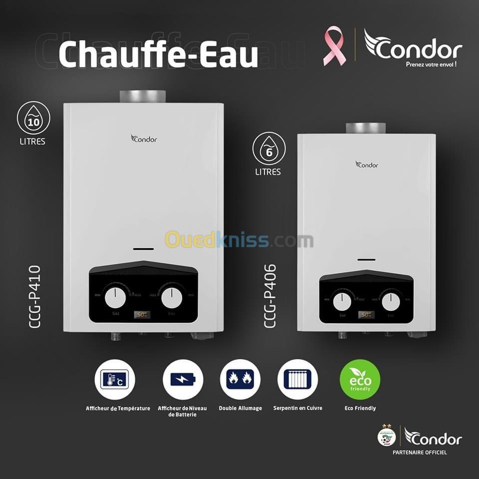 PROMO Chauffe bain Condor avec afficheur 6L 17500Da/ 10L 22500Da Pille,Câble 