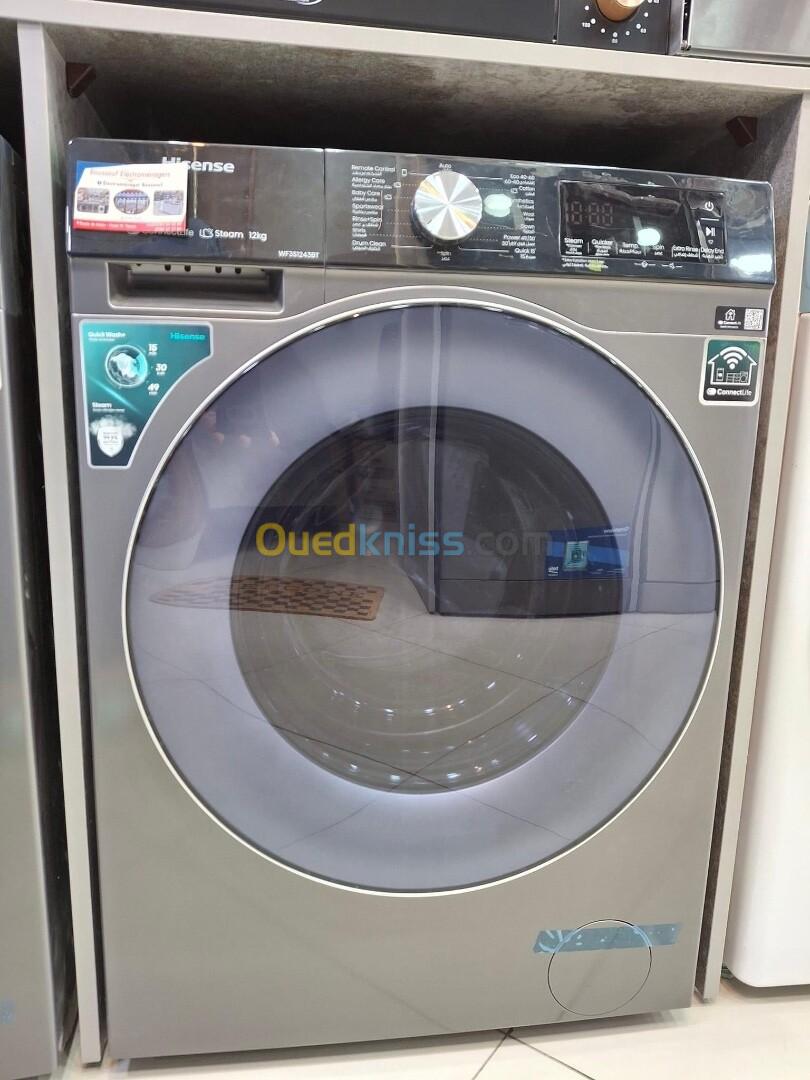 PROMO Machine à laver HISENSE 12Kg 1400Tr/Mn Gris 75000Da 