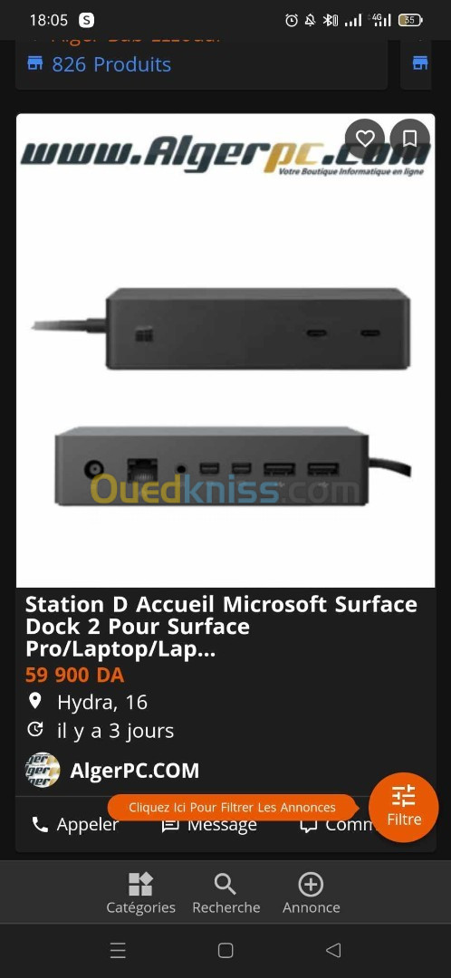 Station d accueil Microsoft surface dock 2 pour Surface Pro/Laptop/Laptop Go/Laptop Go Book/noir