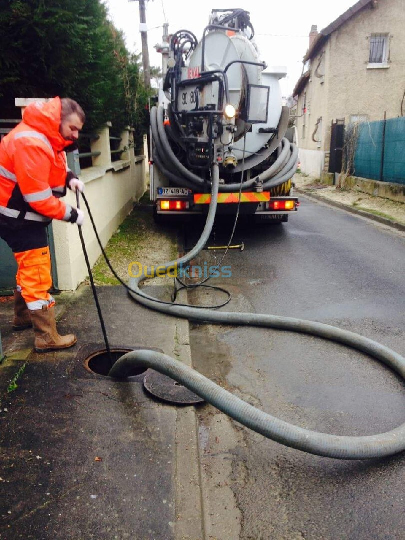 camion vidange ,débouchage canalisation, curage 