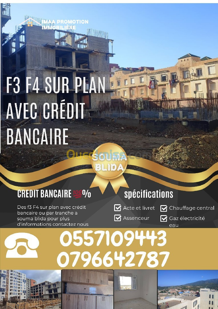 Vente Appartement F3 Blida Soumaa