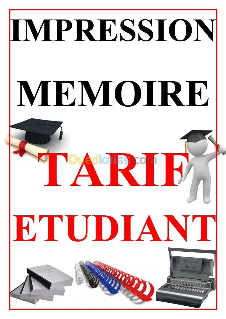 impression memoire tarif etudiant