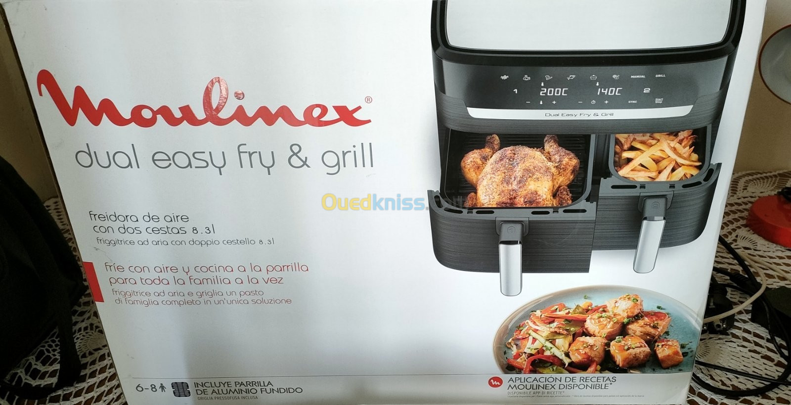 Air fryer friteuse Moulinex double bag 8.3L jdida