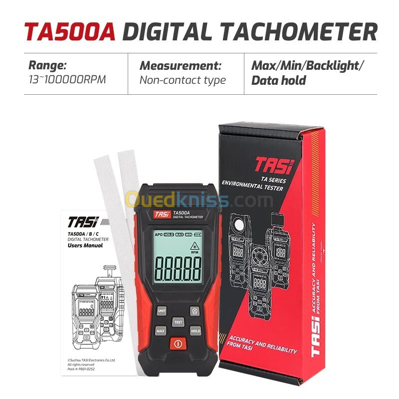 Tachymètre Laser Numérique 3-100000RPM 2 en 1 TA500C TASI 