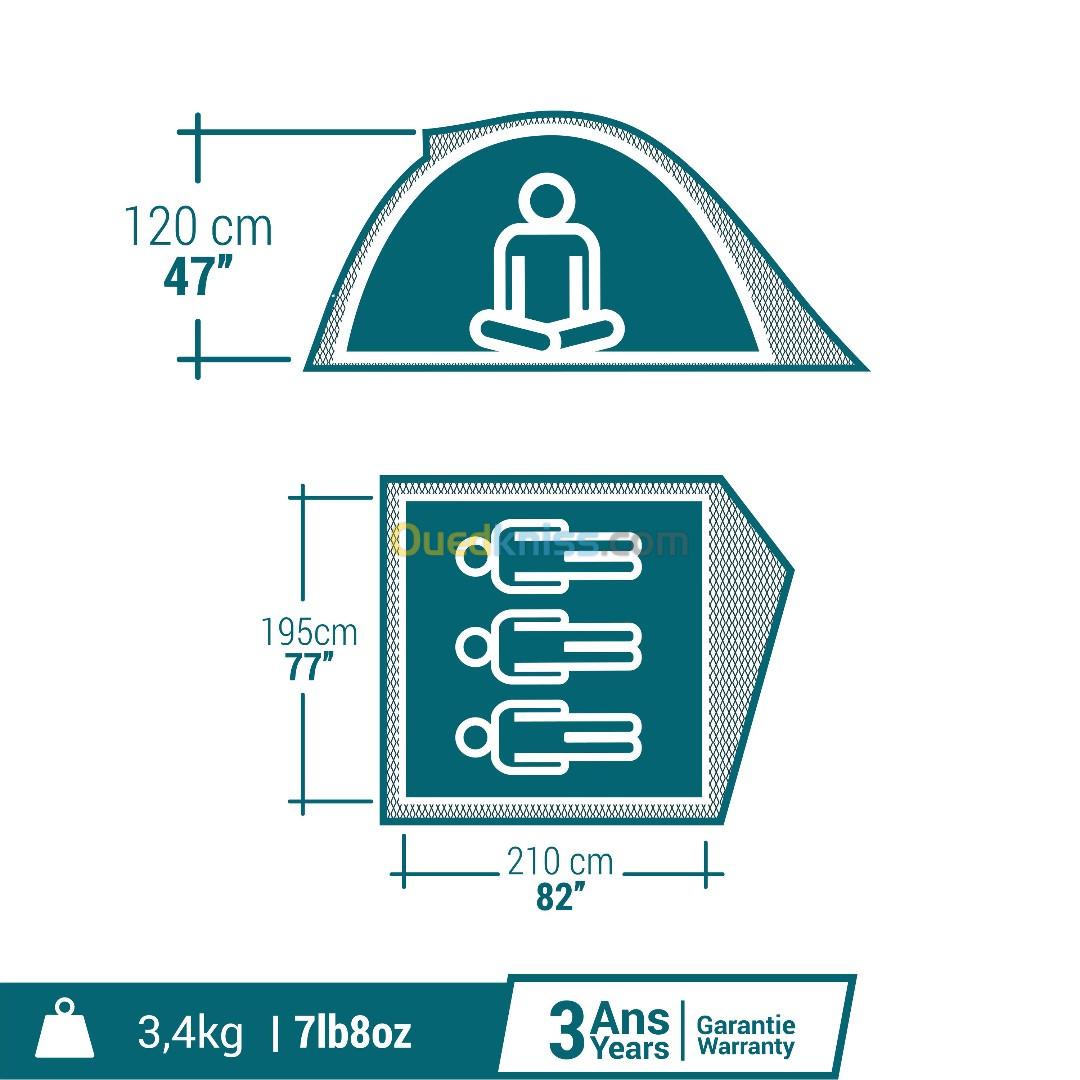 Tente de camping Decathlon imperméable- MH100 - 3 places