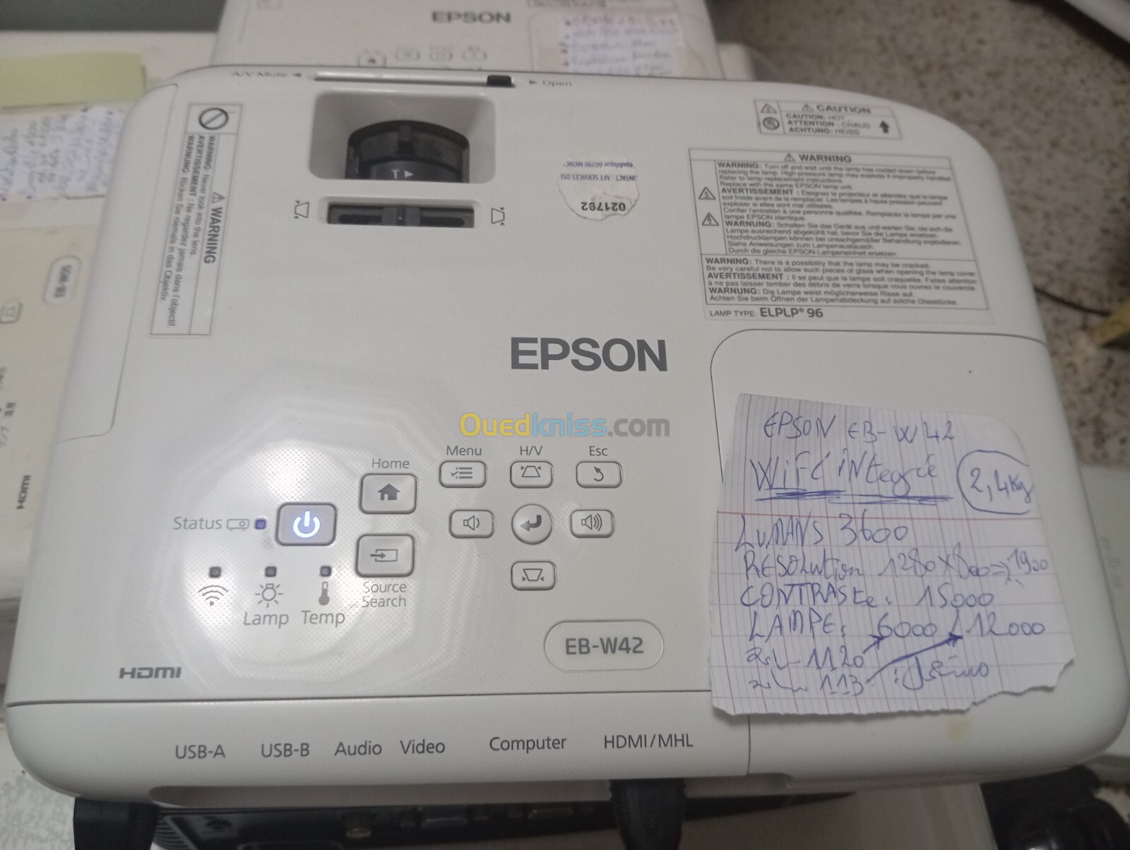 Vidéoprojecteur datashow Epson EB-W42 WIFI INTÉGRÉ 