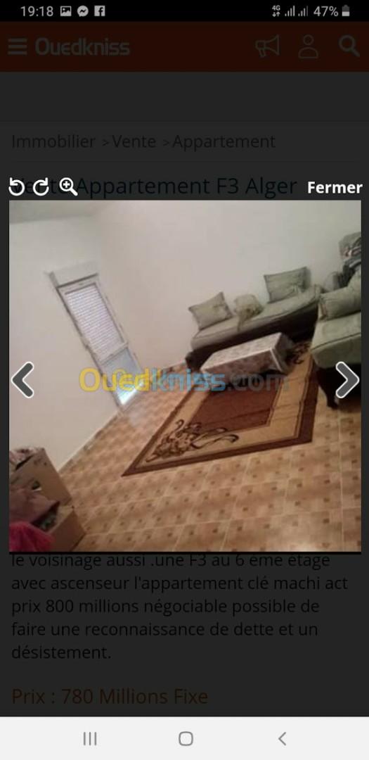 Vente Appartement F3 Alger Ouled fayet