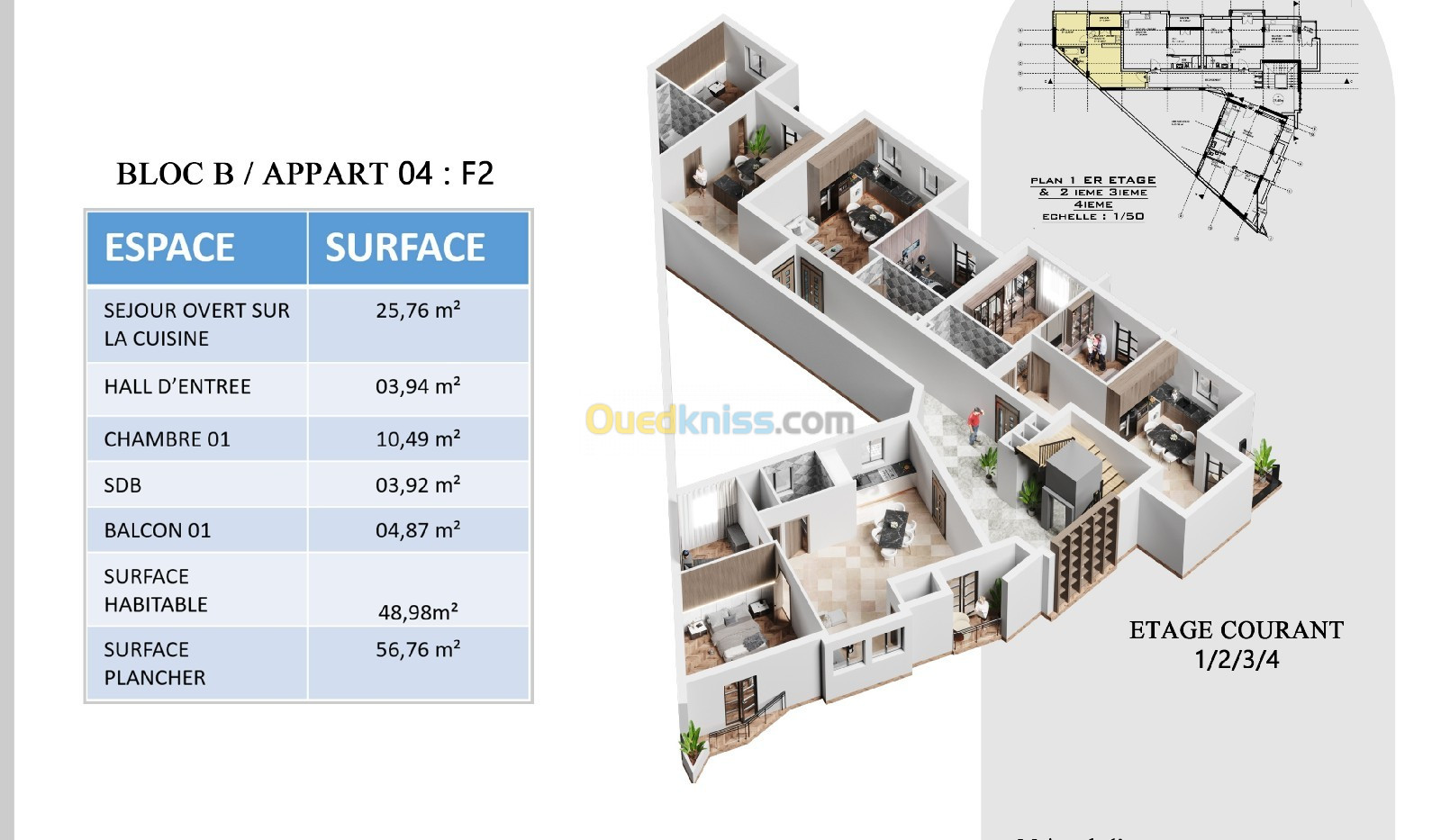 Vente Appartement F3 Alger Bouzareah