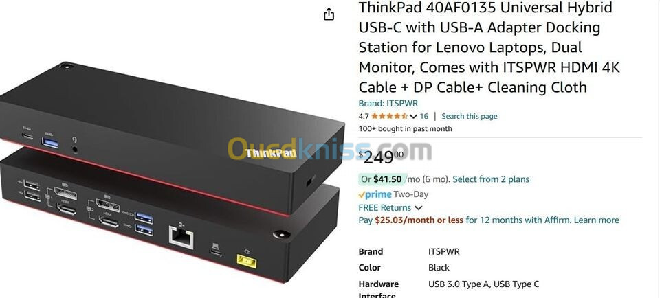 Docking Station LENOVO ThinkPad HYBRID USB-C Dock 135W | 40AF SOUS EMBALLAGE